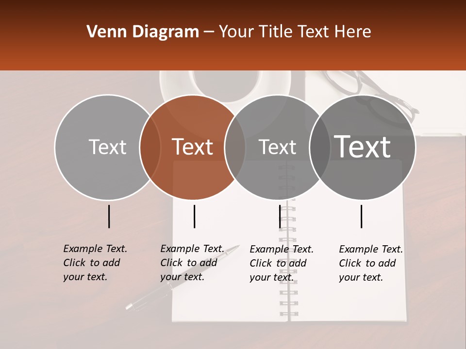 A Desk With A Notepad, Pen And A Cup Of Coffee PowerPoint Template