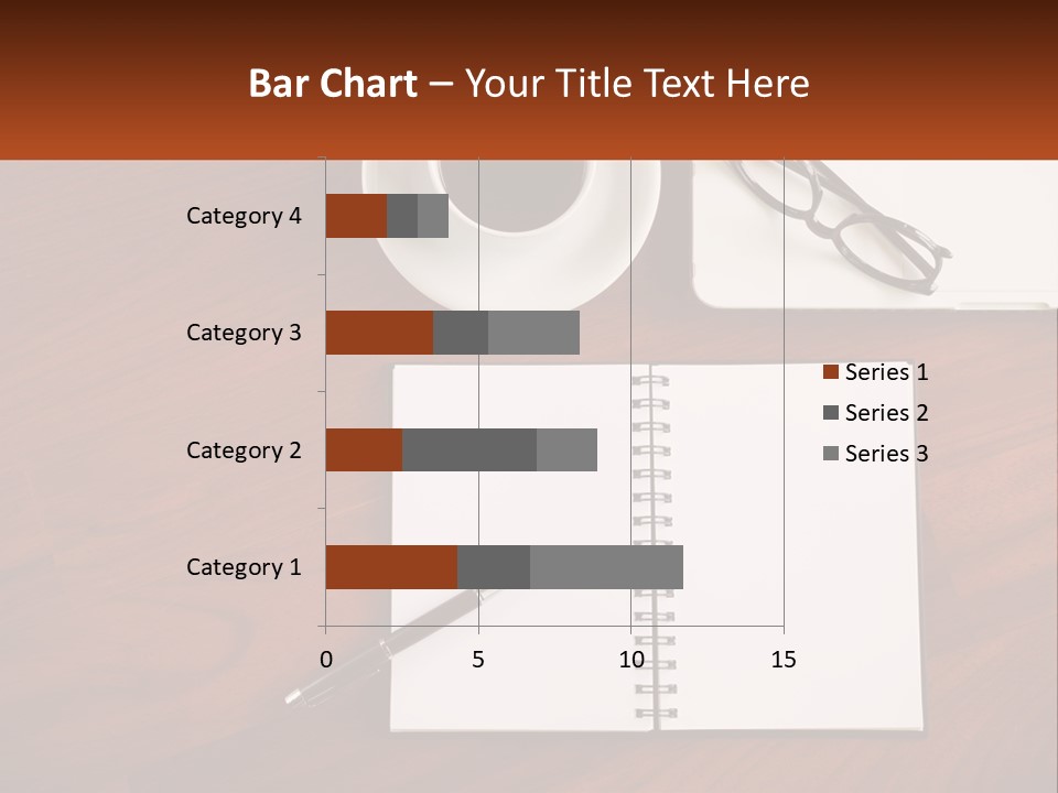 A Desk With A Notepad, Pen And A Cup Of Coffee PowerPoint Template