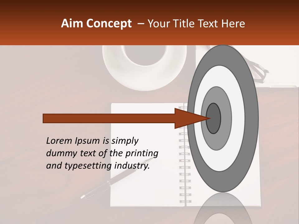 A Desk With A Notepad, Pen And A Cup Of Coffee PowerPoint Template