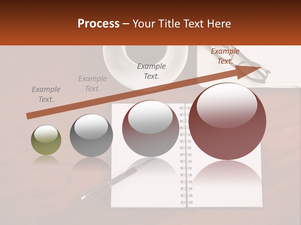 A Desk With A Notepad, Pen And A Cup Of Coffee PowerPoint Template