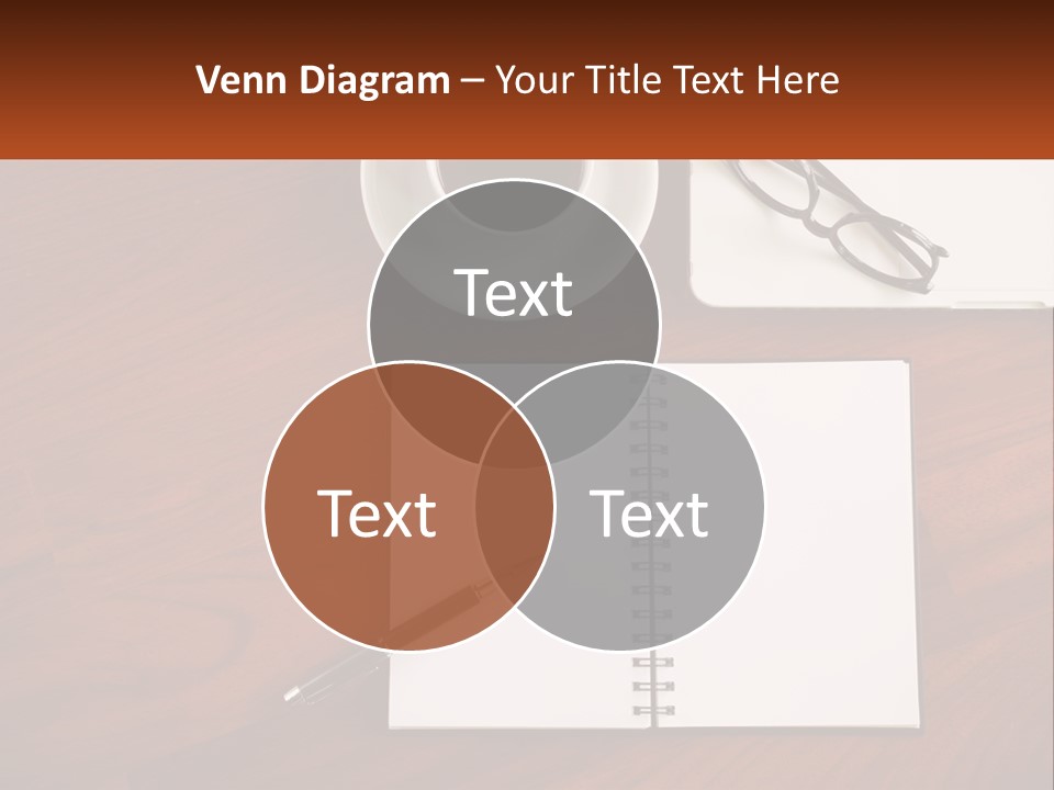 A Desk With A Notepad, Pen And A Cup Of Coffee PowerPoint Template