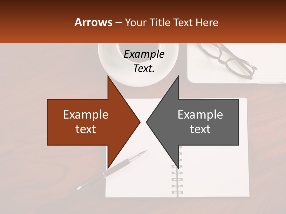 A Desk With A Notepad, Pen And A Cup Of Coffee PowerPoint Template