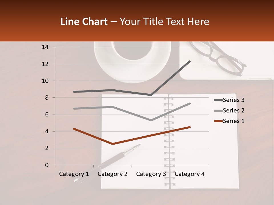 A Desk With A Notepad, Pen And A Cup Of Coffee PowerPoint Template