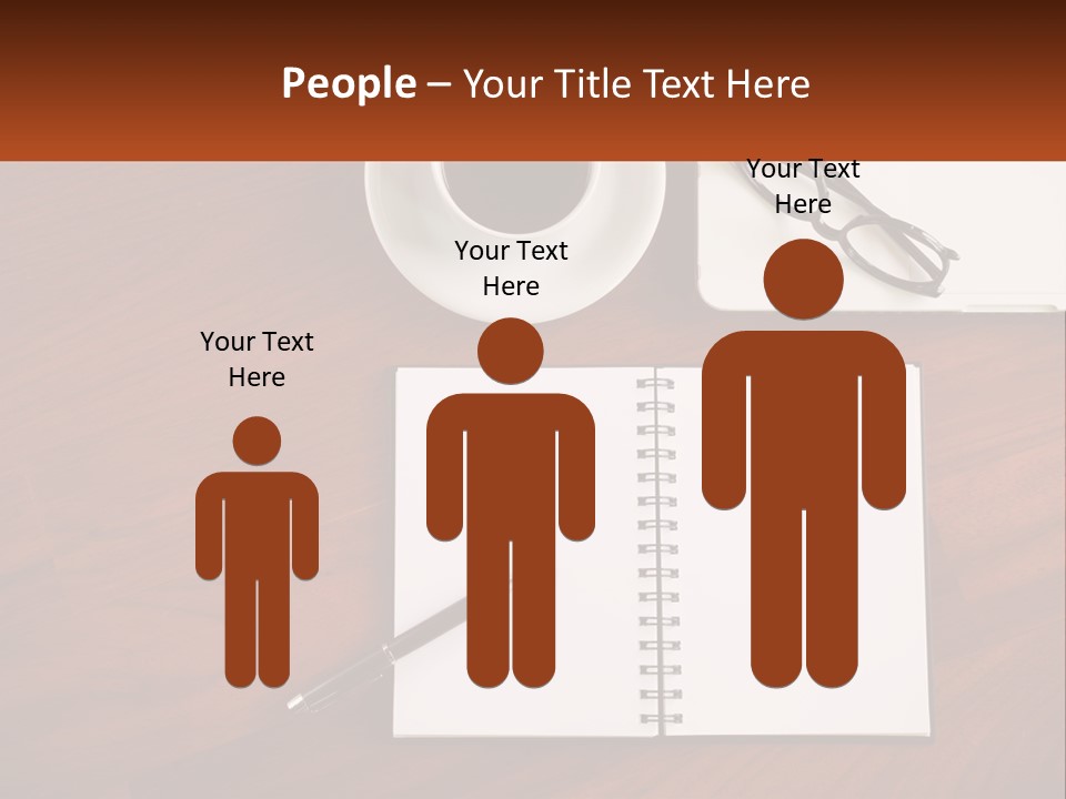 A Desk With A Notepad, Pen And A Cup Of Coffee PowerPoint Template
