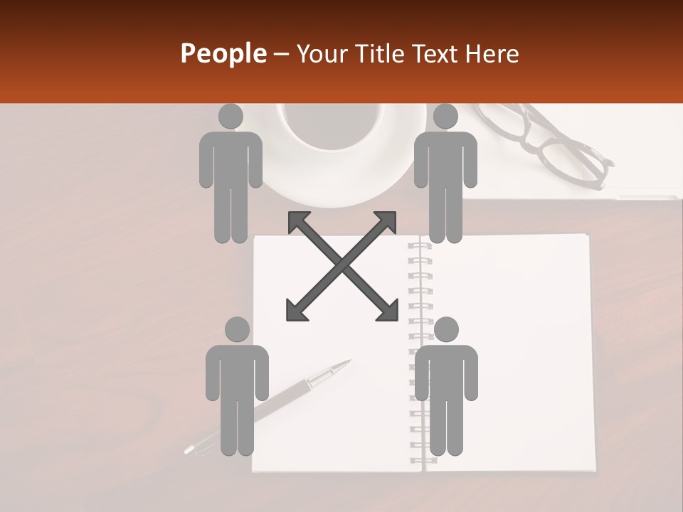 A Desk With A Notepad, Pen And A Cup Of Coffee PowerPoint Template