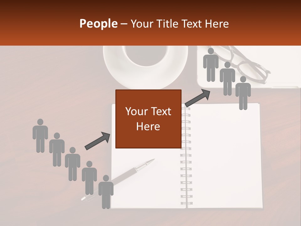 A Desk With A Notepad, Pen And A Cup Of Coffee PowerPoint Template