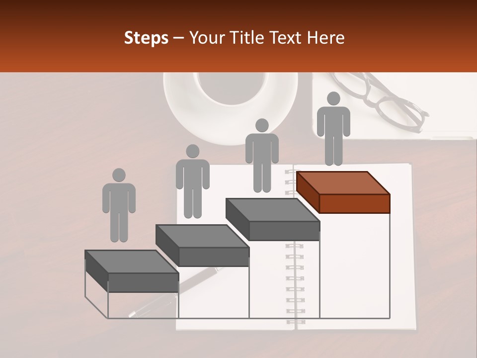 A Desk With A Notepad, Pen And A Cup Of Coffee PowerPoint Template