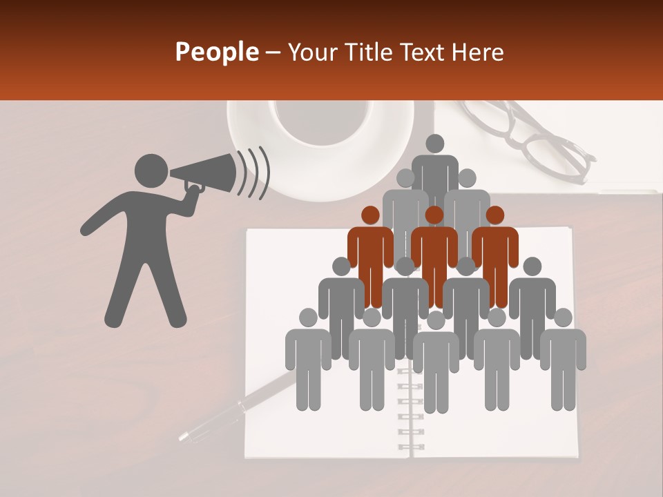 A Desk With A Notepad, Pen And A Cup Of Coffee PowerPoint Template