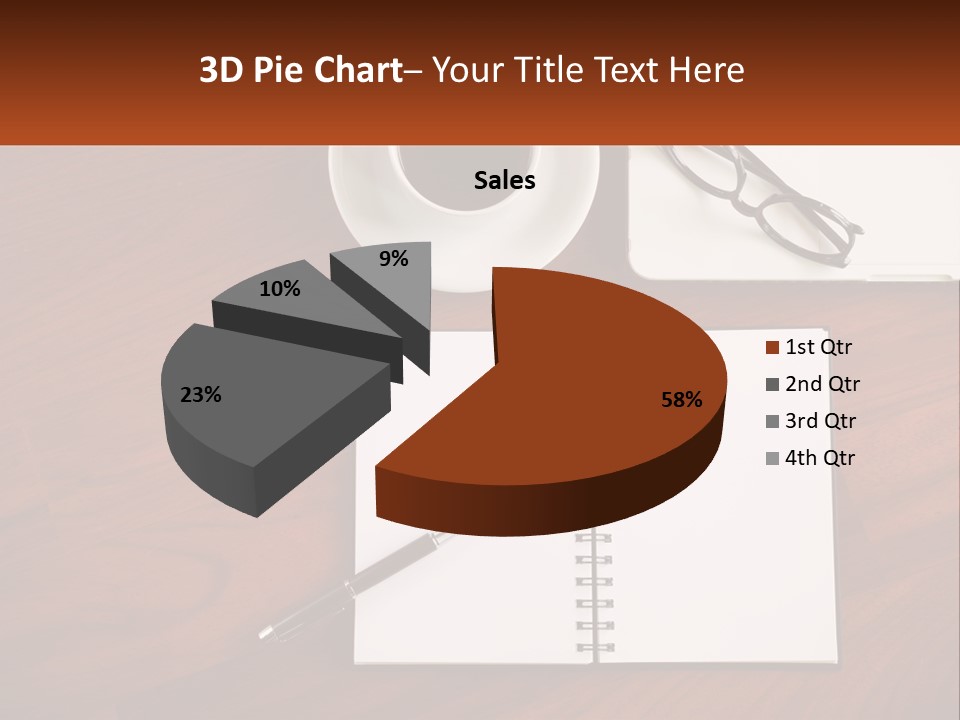A Desk With A Notepad, Pen And A Cup Of Coffee PowerPoint Template