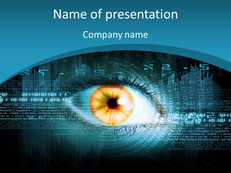 A Computer Eye With The Words Company Name On It PowerPoint Template