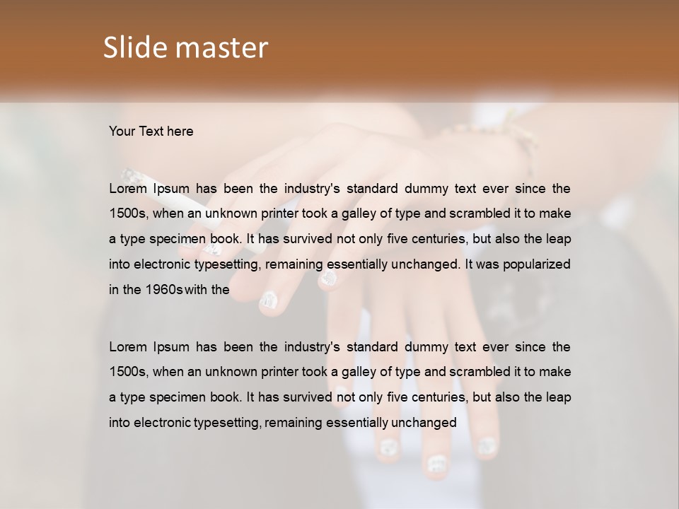 A Woman Holding A Cigarette In Her Hand PowerPoint Template