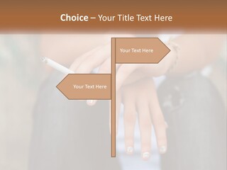 A Woman Holding A Cigarette In Her Hand PowerPoint Template