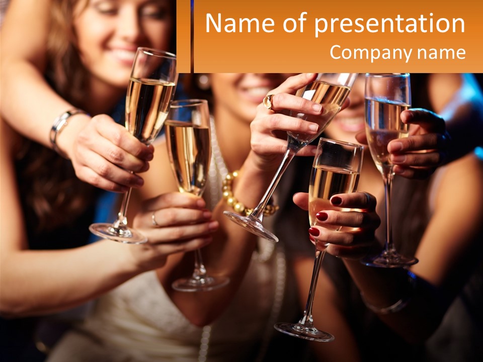 A Group Of People Holding Up Wine Glasses PowerPoint Template