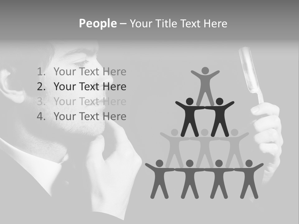 A Man Is Holding A Hairbrush In His Hand PowerPoint Template