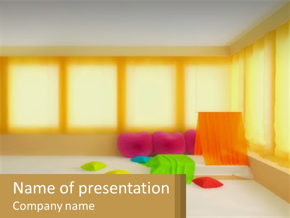 A Room With A Lot Of Windows And A Bed PowerPoint Template