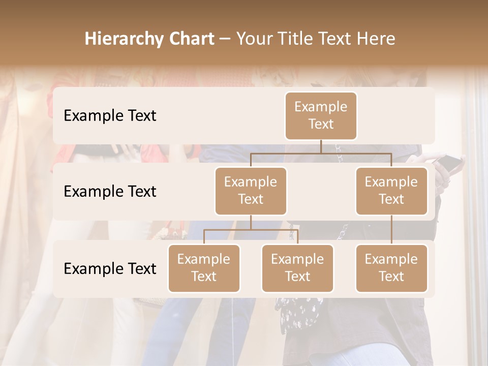 A Woman Looking At Her Cell Phone In Front Of Mannequins PowerPoint Template