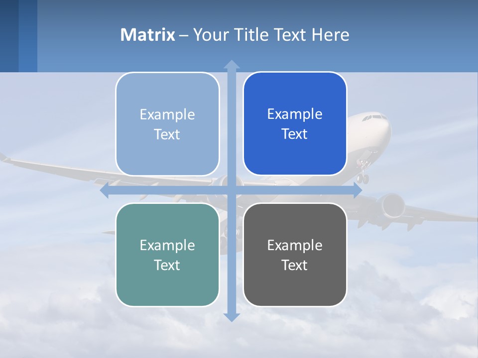 An Airplane Flying In The Sky With Clouds PowerPoint Template