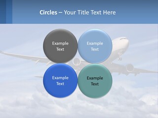 An Airplane Flying In The Sky With Clouds PowerPoint Template
