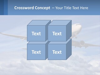 An Airplane Flying In The Sky With Clouds PowerPoint Template