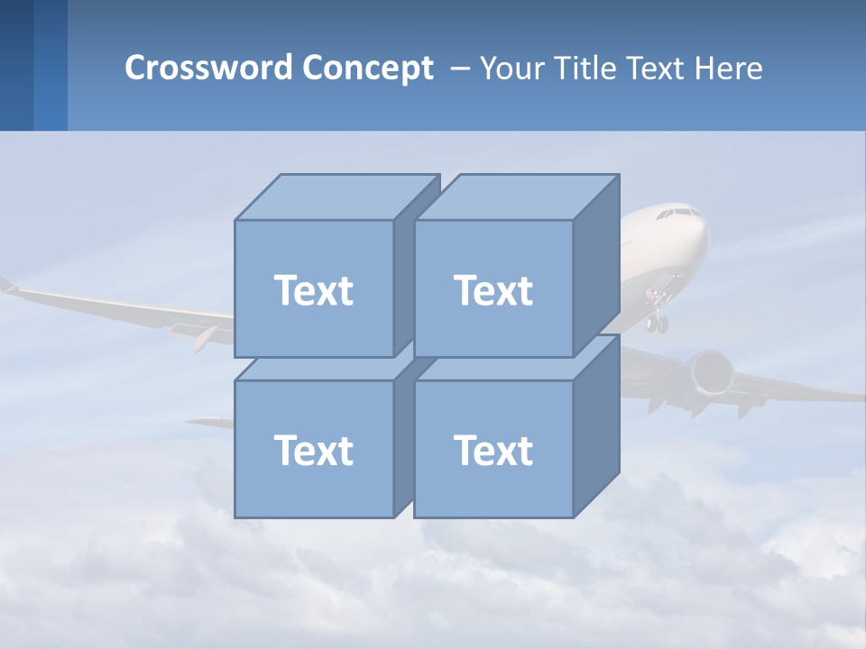 An Airplane Flying In The Sky With Clouds PowerPoint Template
