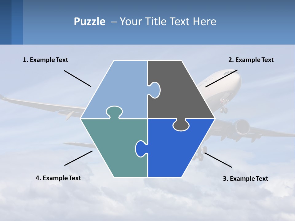 An Airplane Flying In The Sky With Clouds PowerPoint Template