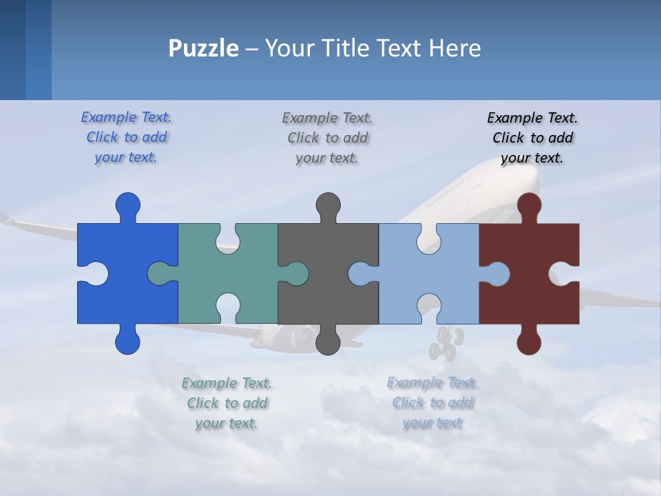 An Airplane Flying In The Sky With Clouds PowerPoint Template