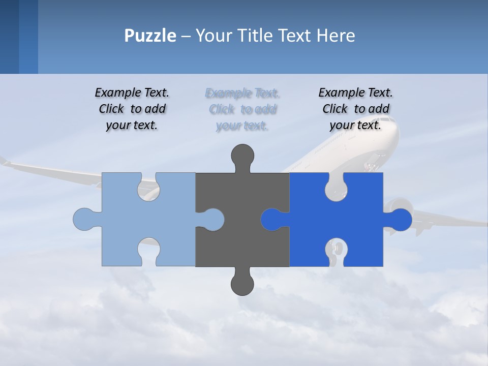 An Airplane Flying In The Sky With Clouds PowerPoint Template