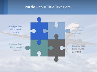 An Airplane Flying In The Sky With Clouds PowerPoint Template