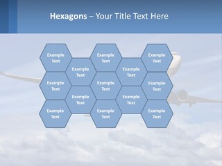 An Airplane Flying In The Sky With Clouds PowerPoint Template