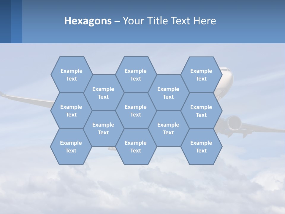 An Airplane Flying In The Sky With Clouds PowerPoint Template