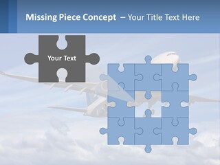 An Airplane Flying In The Sky With Clouds PowerPoint Template