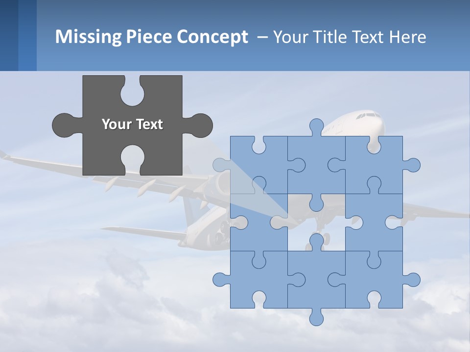 An Airplane Flying In The Sky With Clouds PowerPoint Template