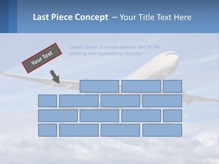 An Airplane Flying In The Sky With Clouds PowerPoint Template