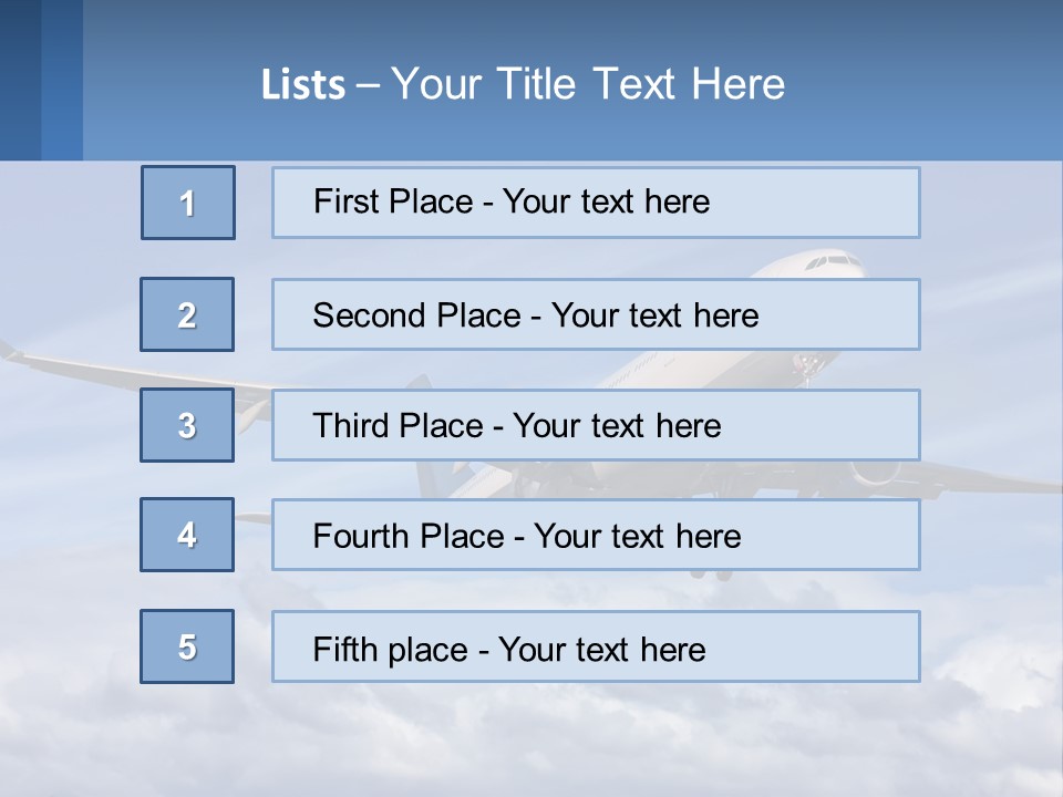 An Airplane Flying In The Sky With Clouds PowerPoint Template