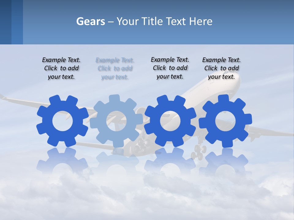 An Airplane Flying In The Sky With Clouds PowerPoint Template