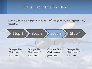 An Airplane Flying In The Sky With Clouds PowerPoint Template