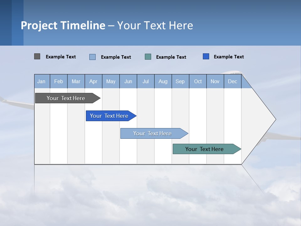 An Airplane Flying In The Sky With Clouds PowerPoint Template