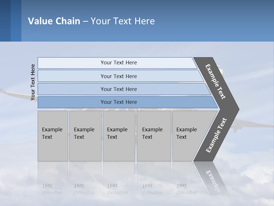 An Airplane Flying In The Sky With Clouds PowerPoint Template
