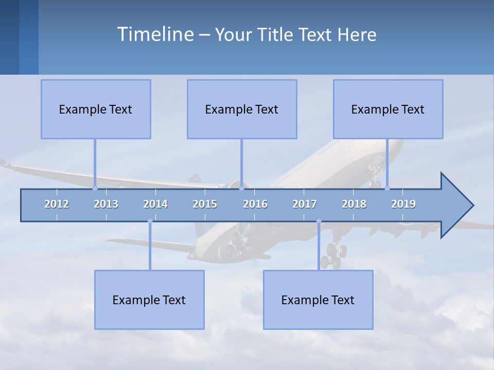 An Airplane Flying In The Sky With Clouds PowerPoint Template