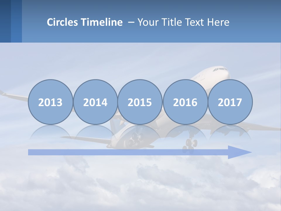 An Airplane Flying In The Sky With Clouds PowerPoint Template