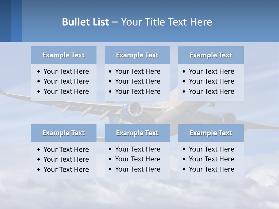 An Airplane Flying In The Sky With Clouds PowerPoint Template