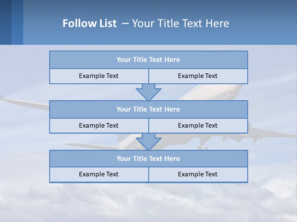 An Airplane Flying In The Sky With Clouds PowerPoint Template