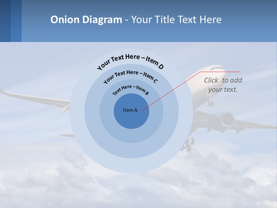 An Airplane Flying In The Sky With Clouds PowerPoint Template