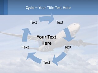 An Airplane Flying In The Sky With Clouds PowerPoint Template