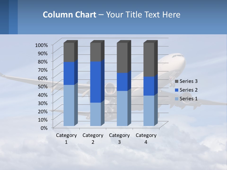 An Airplane Flying In The Sky With Clouds PowerPoint Template