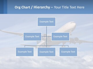 An Airplane Flying In The Sky With Clouds PowerPoint Template
