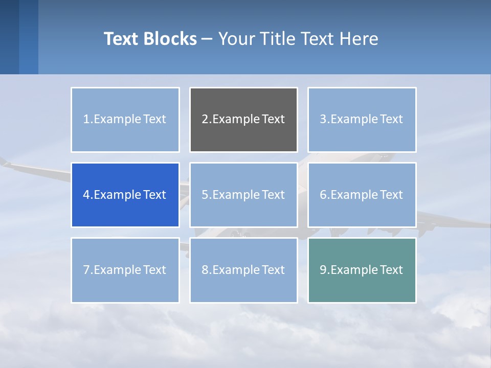 An Airplane Flying In The Sky With Clouds PowerPoint Template
