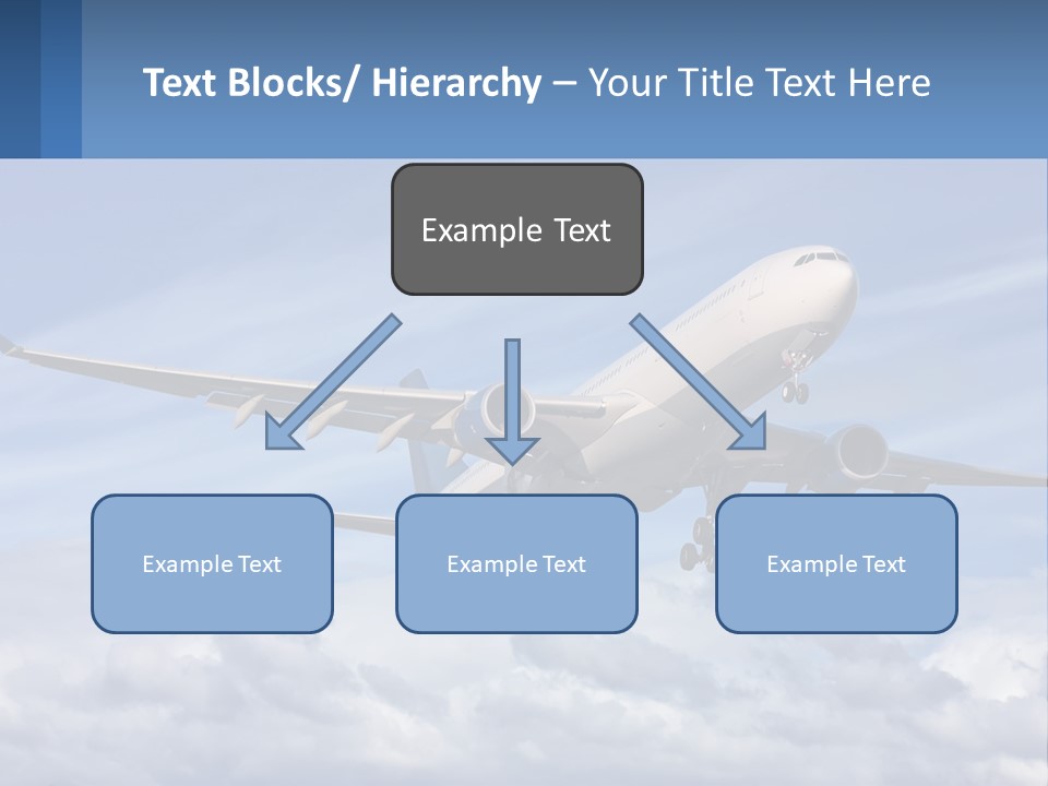 An Airplane Flying In The Sky With Clouds PowerPoint Template