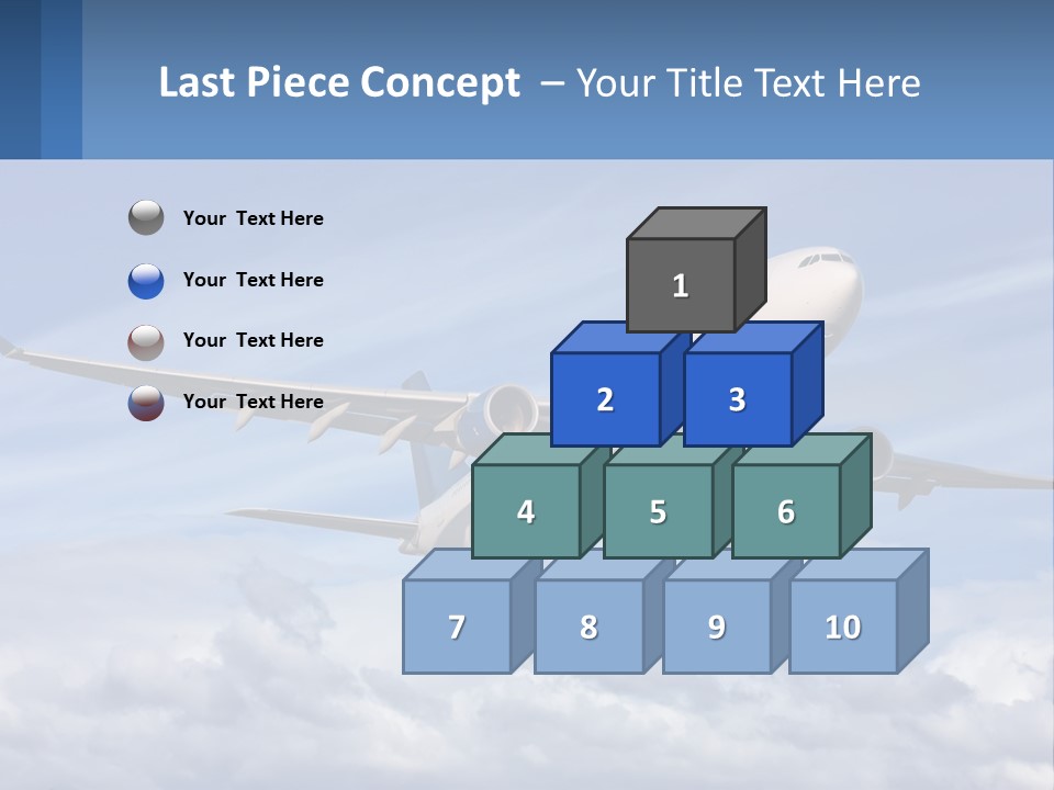 An Airplane Flying In The Sky With Clouds PowerPoint Template