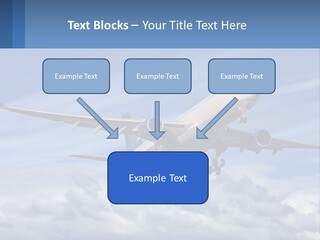 An Airplane Flying In The Sky With Clouds PowerPoint Template